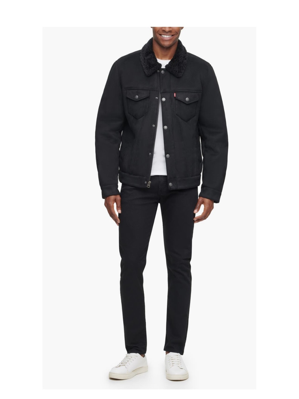Levi's Men's Sherpa Trucker Jacket Black Denim Button Front Coat Size Large - Picture 6 of 8